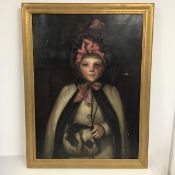 M J S. Badepol, A Young Girl with Bonnet, oil on canvas (a/f), signed and dated 1890 top right (75cm