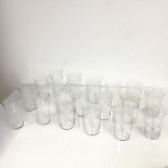 A collection of drinking glasses of three cuts and shapes (tallest: 12cm x 7cm) (18)