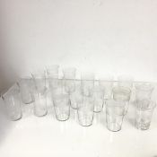 A collection of drinking glasses of three cuts and shapes (tallest: 12cm x 7cm) (18)