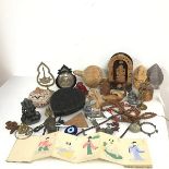A large assortment of mainly tourist items primarily Indian, including a large stamp (6cm x 20cm x