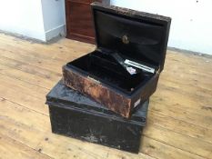 A late 19thc travelling writing box, inscribed D. McLean, Golspie to top, with leather exterior