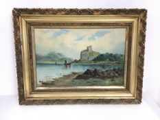 J M Dodds, Dunolly Castle (Dunollie), Oban, oil on canvas, signed bottom right, paper label verso (