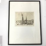 Kerr Ely, Ciotat Harbour, original etching (18cm x 23cm)