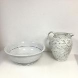 A wash basin and ewer, ewer with abstract branch decoration (h.26cm x 26cm x 20cm)