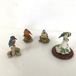 A Border Fine Arts collection of Bird figures, including a Blue Tit on Milk Bottle, on stand (8cm