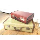 Two 1930s/40s compressed paper Utility suitcases (largest: 10cm x 60cm x 34cm smallest: 14cm x