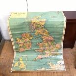 A large wall map of Great Britain, entitled, Phillips Schoolroom map of Great Britain and Ireland,