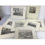 A collection of 19thc prints, Edinburgh and London, including a map of Leith, University Medical