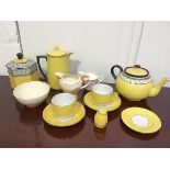 A mixed lot of 1930s china including a coffee pot, marked Union K to base (19cm x 16cm x 9cm), a