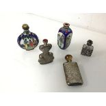 A mixed lot including a pair of Chinese ceramic snuff bottles, both with traditional decoration, one