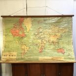 A 1950s wall map entitled Phillips Schoolroom map of the World showing the British Commonwealth
