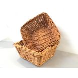 A pair of wicker square form tapered baskets (17cm x 37cm x 37cm)