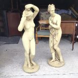 A pair of composition Classical female nude garden figures (tallest: 117cm)