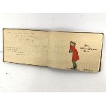 A 1943 autograph book with pages painted by G. G. Scott, including a Bird, Fishing Flies also a
