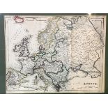 A 19thc bookplate depicting Europe, engraved by J. Dower for Beeton's Dictionary of Geography (