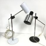 An Italian adjustable table lamp or reading light with cylindrical white painted shade on circular