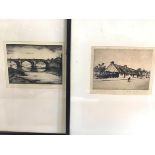 Robert Houston, Burns' Cottage, original etching, and Ayr Auld Brig, signed in pencil bottom