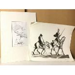 Honore Daumier, Don Quixote and Sancho, print, signed in pencil bottom right (48cm x 54cm) and Pig