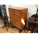 A mid century Uniflex Unit Furniture teak chest of drawers, the rectangular top with moulded edge