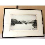 John Fulwood FSA RBA, Loch Katrine, etching, signed bottom right, paper label verso stating