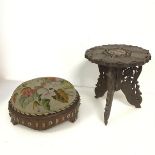 An Anglo Indian small or child's occasional table, with carved top, leaf shaped recesses and central