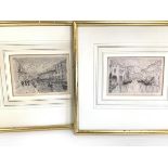 A pair of etchings, both depicting Venice (10cm x 14cm)