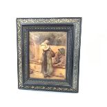 A late chrystoleum depicting Italian Musician and Female Figure in ebonised gilt frame (22cm x