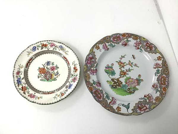 A 19thc Spode plate in Chinese rose pattern (d.19cm) and a 1840s Copeland & Garrett plate with