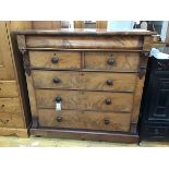 A Scottish mahogany chest of drawers, fitted single moulded frieze drawer over two short and three