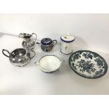 A mixed lot including matching Epns milk jug and sugar bowl, a small Japanese teapot, a 19thc