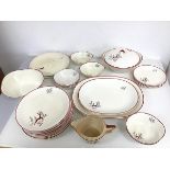 A 1930s Crown Devon Stockholm pattern dinner service, including two ashets (largest: 34cm x 27cm),