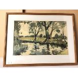 Landscape with River, watercolour, signed bottom right, Wesson (?) (31cm x 49cm)