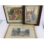 Nora Johnstone, Landscape with Lake and Buildings, watercolour, signed and dated 12th September '