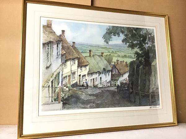 Sturgeon, Gold Hill, Shaftesbury, print, embossed bottom left and signed in pencil bottom right (