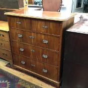 A 19thc Continental mahogany chest, the rectangular top with moulded edge above two short and