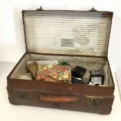 A mid 20thc travelling case, stamped to interior The Liver, vulcanised fibre (19cm x 50cm x 29cm)