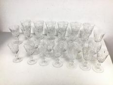 A group of Edinburgh Crystal stemware including wine glasses, sherry glasses, port glasses with