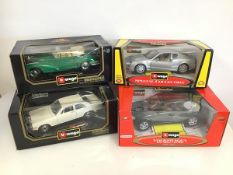 Bburago diecast model cars including a Maserati, Mercedes, Rolls Royce and Volkswagen