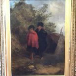 19thc Scottish School, The Gypsy Children, oil on canvas, unsigned, in ornate gilt composition frame