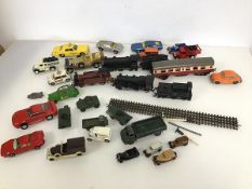 A collection of diecast children's toys including Dinki, Corgi and Brekina cars, three