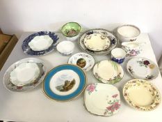 A mixed lot of assorted china by various makers and dates including a 1930s Crown Devon Dubarry