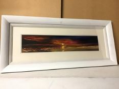 L. Blackie, Seascape with Beach and Figures, oil, signed bottom right (14cm x 65cm)