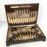 A cutlery canteen with a mixed lot of Epns cutlery (8cm x 46cm x 32cm)