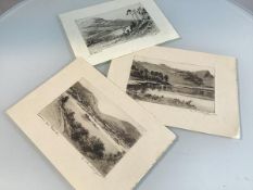 C. Dickins, Three Views of the Lake District including Buttermere, Blay Tam and Grassmere, signed in