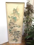 A Chinese Landscape with Gorge, watercolour on silk (119cm x 33cm)