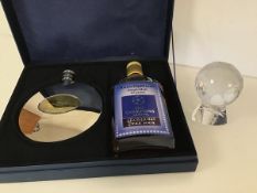 Football Interest: a box set of whisky and hip flask for UEFA Champions League, Glasgow, Final 2002,