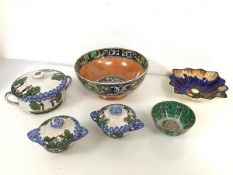 A 1930s Maling Classic pattern bowl (10cm x d.21cm), a Tunstall trinket dish, a Chinese rice bowl