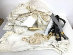 A mixed lot of costume and textiles including a set of six lady's long gloves, two pairs of