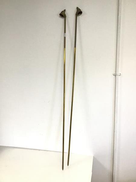 A pair of brass chandelier snuffers (112cm)