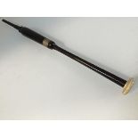 A rosewood white metal mounted chanter with plastic end (chanter: 47cm x widest: 3cm)